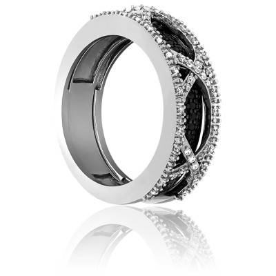 Lonavala 750/1000 White Gold & Diamond Duo Ring - Kundan