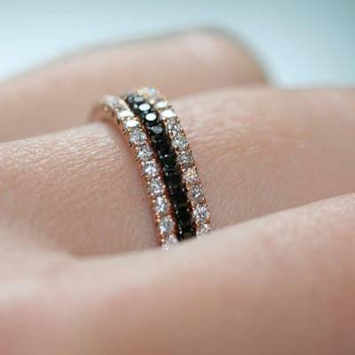 Alliance Half Eternity en Or Jaune 750 & Diamants Noirs 0,25 ct - Verifine