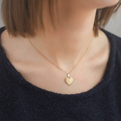 Yellow Gold Simple Heart Pendant, 375 or 750 - Lucas Lucor