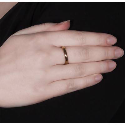 750/1000 Yellow Gold Half-Dome Comfort Wedding Ring, Width 3 mm - Ponce