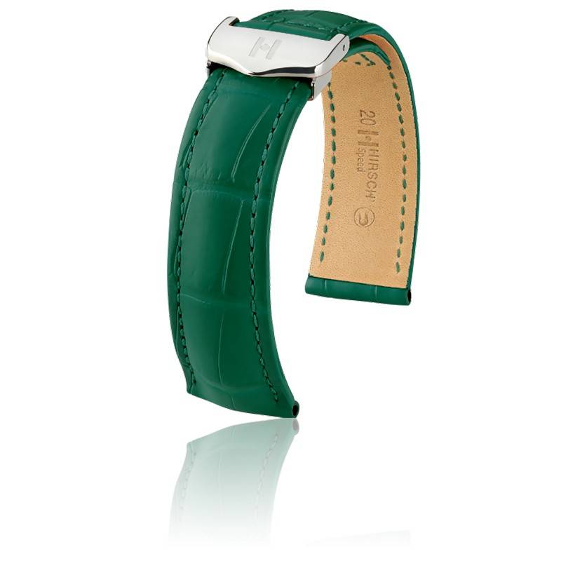 Bracelet Cuir Speed Selection Alligator Vert Fonc Mat 21mm