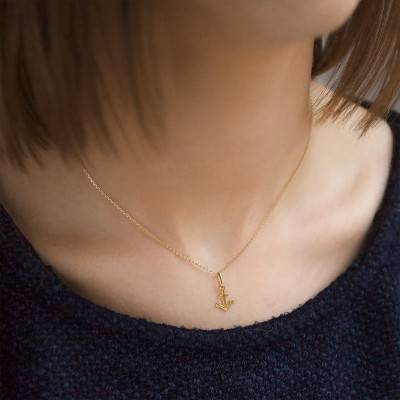 750 Yellow Gold Nautical Anchor Pendant - Lucas Lucor