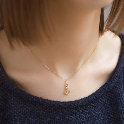 375/1000 or 750/1000 Yellow Gold Anchor Pendant - Lucas Lucor