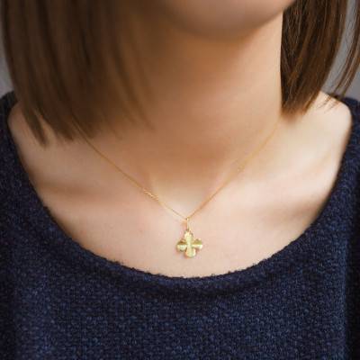 375/1000 or 750/1000 Yellow Gold Four-Leaf Clover Pendant - Lucas Lucor