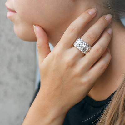 925 Silver Milanese Mesh Ring - Guiot De Bourg