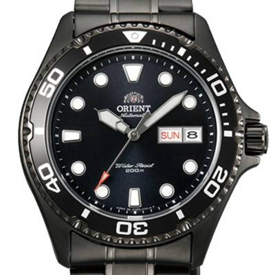 Black Steel Black Dial Ray II Watch AA02003B - Orient