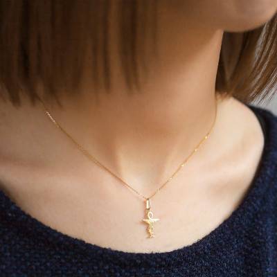 Yellow Gold 375 or 750 Caduceus Pendant - Lucas Lucor
