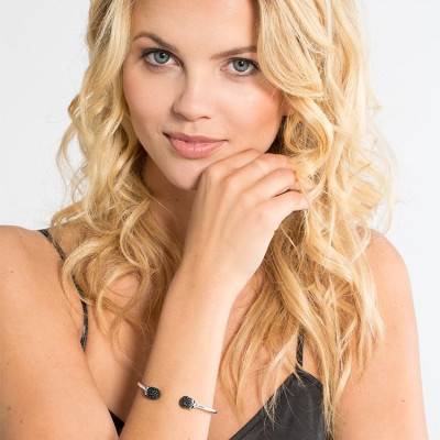 Bracelet Jonc Tête de Mort Avec Pavé, Longueur 16 à 18 cm, Largeur 3,00 mm - AR083-643-11 - Thomas Sabo