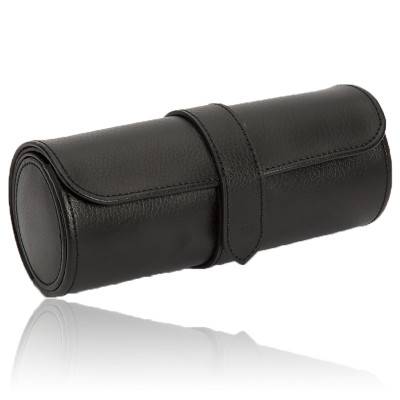 Rouleau Rangement Triple Montres Cuir Noir Gris Blake 305602 - Wolf 1834
