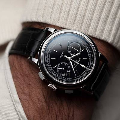 Heritage Chronograph Steel Watch with Black Dial - Corniche