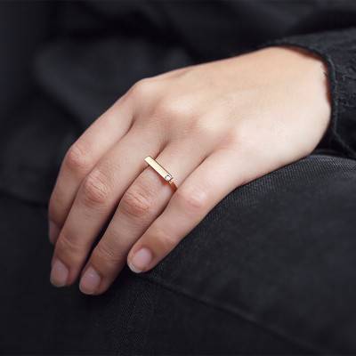 Bague Table & Diamant Or Jaune 750 - Emanessence