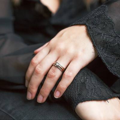 Bague Triple Anneaux en 2 Ors 375 & Diamant - Amore