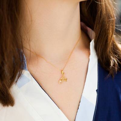 750/1000 Yellow Gold & Diamond Letter Pendant - Allegoria