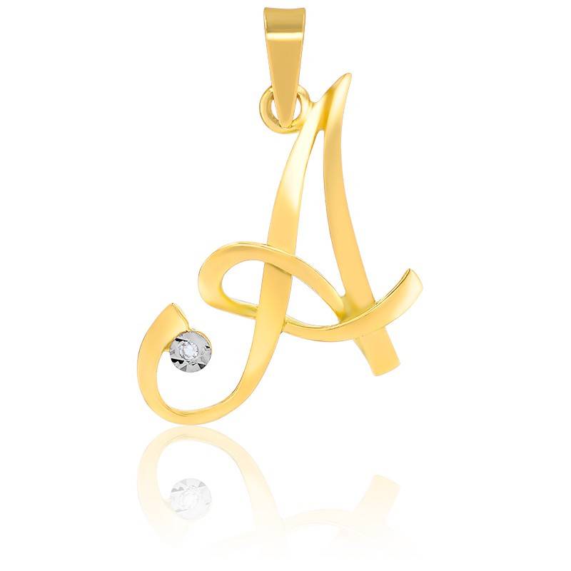 COLLIER PENDENTIF PRÉNOM PERSONNALISÉ LETTRE DIAMANT OR JAUNE