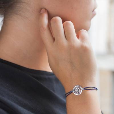 925 Silver Lace Pattern Cord Bracelet, Adjustable Length 15 cm - Guiot De Bourg