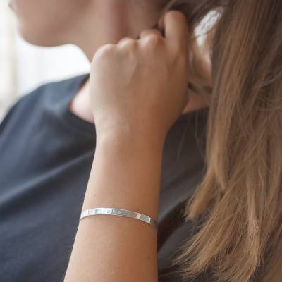 925 Silver Bonheur Bangle Bracelet 60 mm Diameter 5 mm Width - Guiot De Bourg