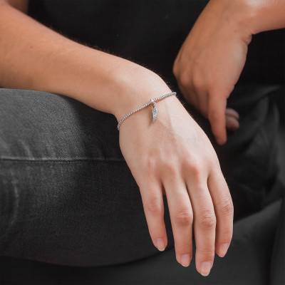 925 Silver Wing Charm Stretch Bracelet, 18 cm - Guiot De Bourg