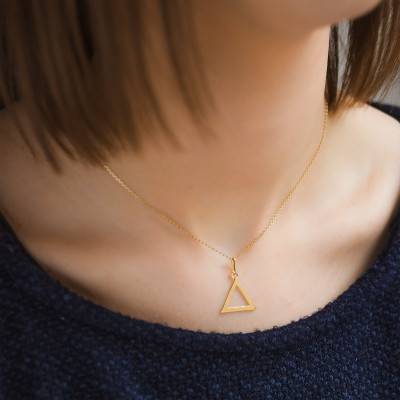 Yellow Gold 375 or 750 Open-Work Triangle Pendant - Lucas Lucor