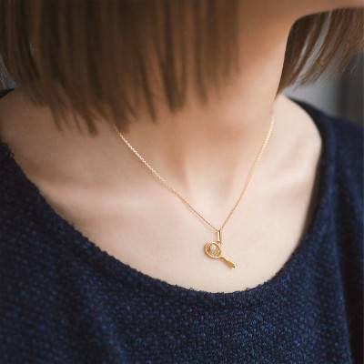 Yellow Gold 375 or 750 & White Pearl Racket Pendant - Lucas Lucor