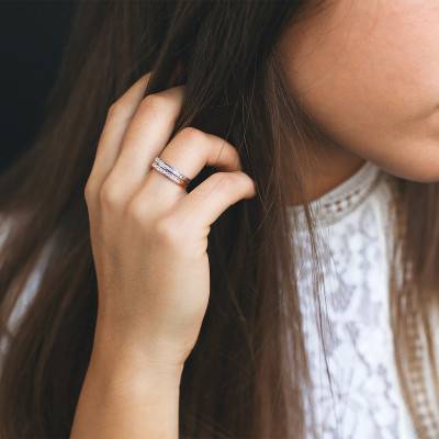 Alliance Eloïse en Ors Blanc et Rose 750 & DIamants 0,30 ct - Alliantine