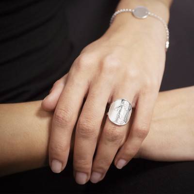 Curved 1-Franc Coin Replica 925 Silver Ring - Artemis