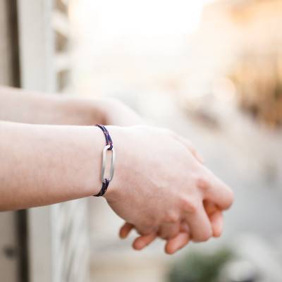 Bracelet figaro navy & argent brossé, Largeur 2,00 mm - L'Avare by Olivier Lafond