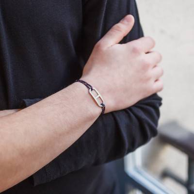 Bracelet gaby GM navy & argent brossé, Largeur 2,00 mm - L'Avare by Olivier Lafond