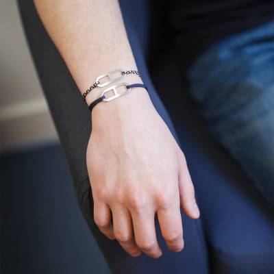 Bracelet gaby GM chrome & argent brossé, Largeur 2,00 mm - L'Avare by Olivier Lafond