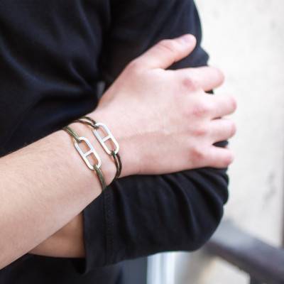 Bracelet gaby GM armée & argent brossé, Largeur 2,00 mm - L'Avare by Olivier Lafond