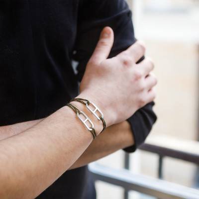 Bracelet gaby GM armée & argent, Largeur 2,00 mm - L'Avare by Olivier Lafond