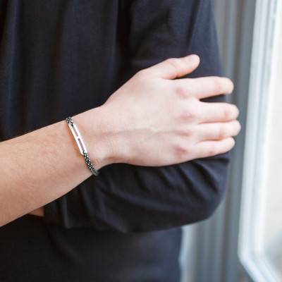 Bracelet gaby slim XL chrome & argent brossé, Largeur 2,00 mm - L'Avare by Olivier Lafond
