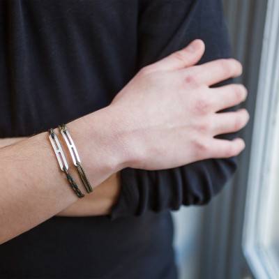 Bracelet gaby slim XL armée & argent brossé, Largeur 2,00 mm - L'Avare by Olivier Lafond