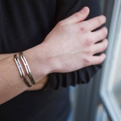Bracelet gaby slim XL kaki & argent brossé, Largeur 2,00 mm - L'Avare by Olivier Lafond