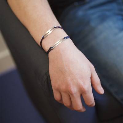 Bracelet gaby slim XL encre & argent brossé, Largeur 2,00 mm - L'Avare by Olivier Lafond