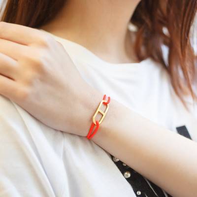 Bracelet gaby GM rouge & vermeil jaune, Largeur 2,00 mm - L'Avare by Olivier Lafond
