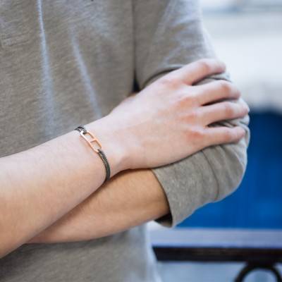 Bracelet gaby GM anthracite & vermeil rose, Largeur 2,00 mm - L'Avare by Olivier Lafond