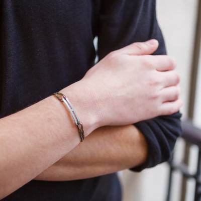 Bracelet gaby slim XL armée & argent, Largeur 2,00 mm - L'Avare by Olivier Lafond
