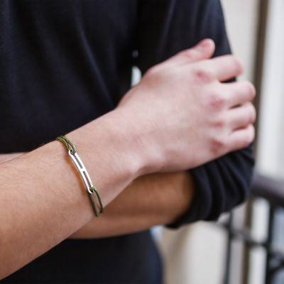 Bracelet gaby slim XL kaki & argent, Largeur 2,00 mm - L'Avare by Olivier Lafond