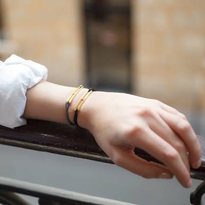 Yellow Vermeil & Anthracite Gaby Slim XL Bracelet, 2 mm Width - L'Avare by Olivier Lafond