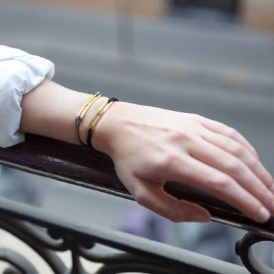 Bracelet gaby slim XL noir & vermeil jaune, Largeur 2,00 mm - L'Avare by Olivier Lafond