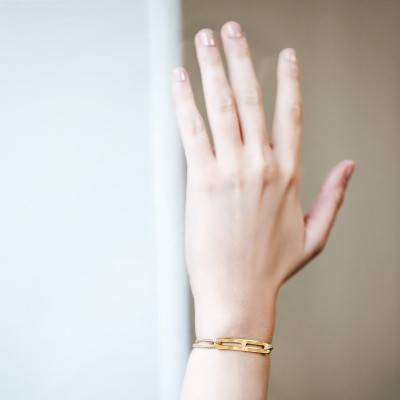 Bracelet gaby slim XL taupe & vermeil jaune, Largeur 2,00 mm - L'Avare by Olivier Lafond