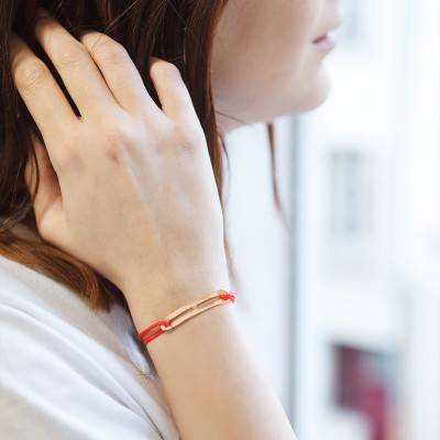 Bracelet gaby slim XL rouge & vermeil rose, Largeur 2,00 mm - L'Avare by Olivier Lafond