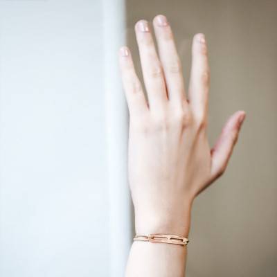 Gaby Slim XL Taupe & Rose Vermeil Bracelet, Width 2 mm - L'Avare by Olivier Lafond