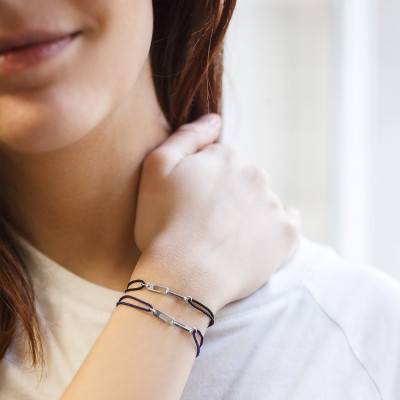 Bracelet osmose cordon bleu marine & argent - L'Avare by Olivier Lafond