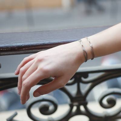 Bracelet osmose cordon taupe & argent - L'Avare by Olivier Lafond