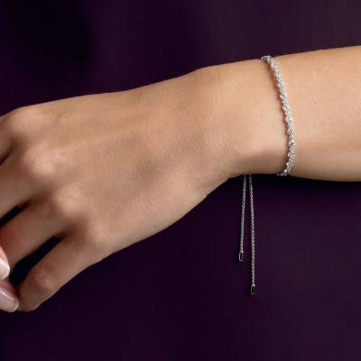 Bracelet Subtle Blanc & Métal Rhodié, Longueur 11 à 22 cm - 5465384 - Swarovski