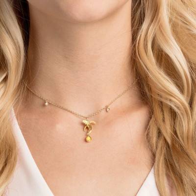 No Regrets Banana Multicolor Gold-Plated Metal Necklace, 38 cm - Swarovski
