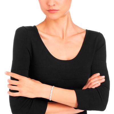 Angélic White Rhodium-Plated Metal Bracelet, 17 cm to 18.50 cm - 5071173 - Swarovski