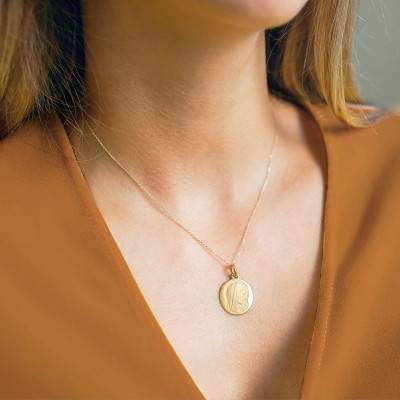 Médaille Vierge Virgo Dulcis Ovale Or Jaune 750, Diamètre 18 mm à 22 mm - Becker