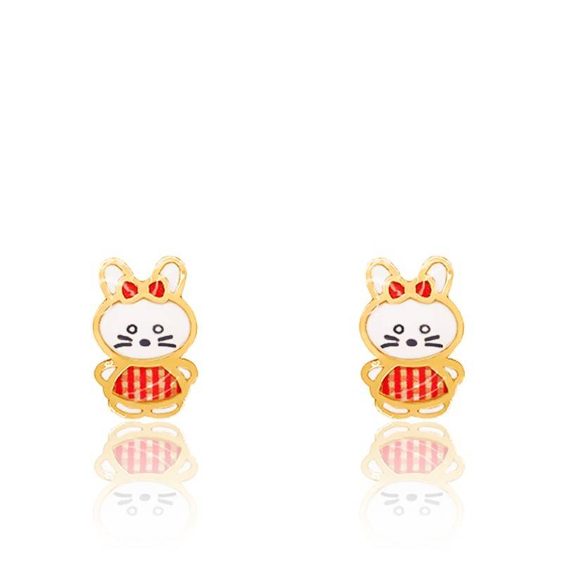 Boucles d'oreilles lapin or jaune 9K